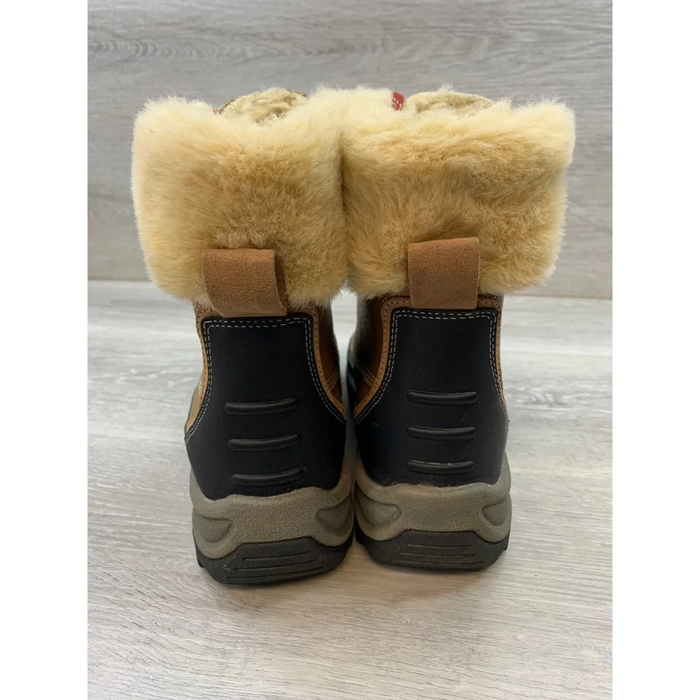 Clarks Collection Women's 8.5 Tan Leather Faux Fur Waterproof Duck Boots